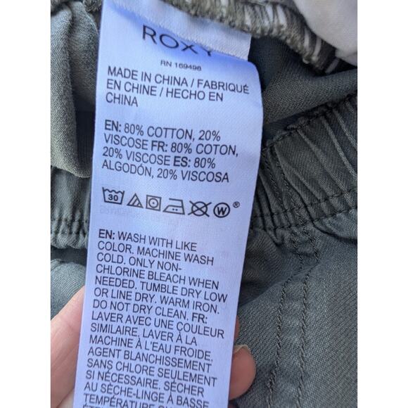 Roxy Women's Standing Wave Pull On Pants Sz XL Wide Leg Dusty Olive Boho Beach - Picture 6 of 6